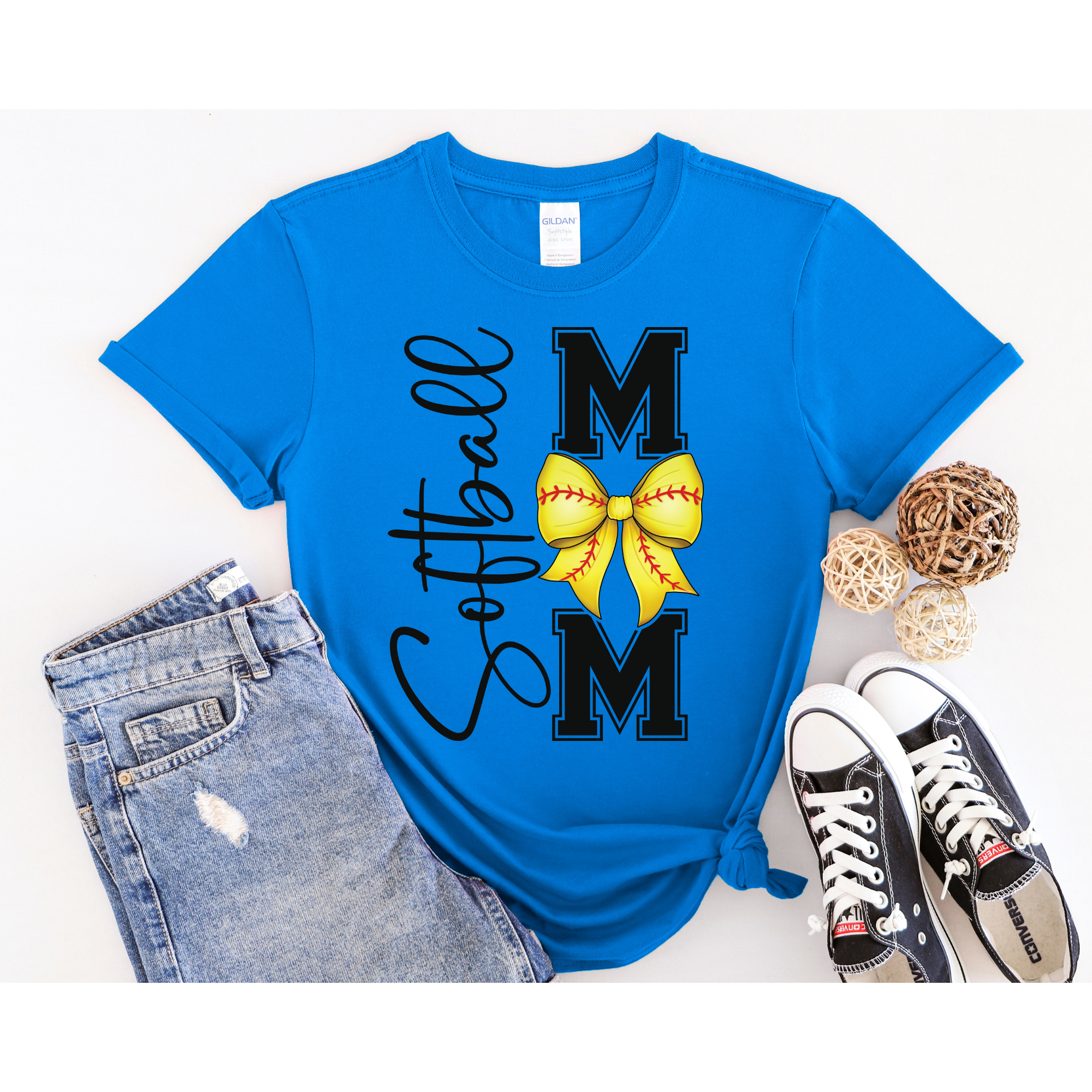Softball Mom Bow Vertical